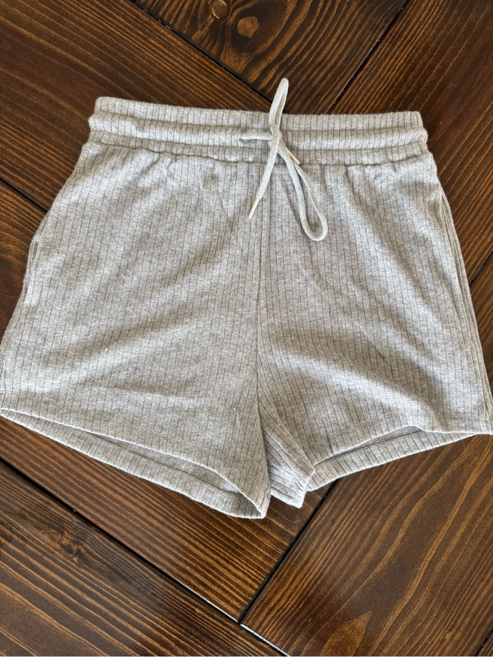 Grey Lab Ribbed Drawstring Lounge Shorts - Light Gray